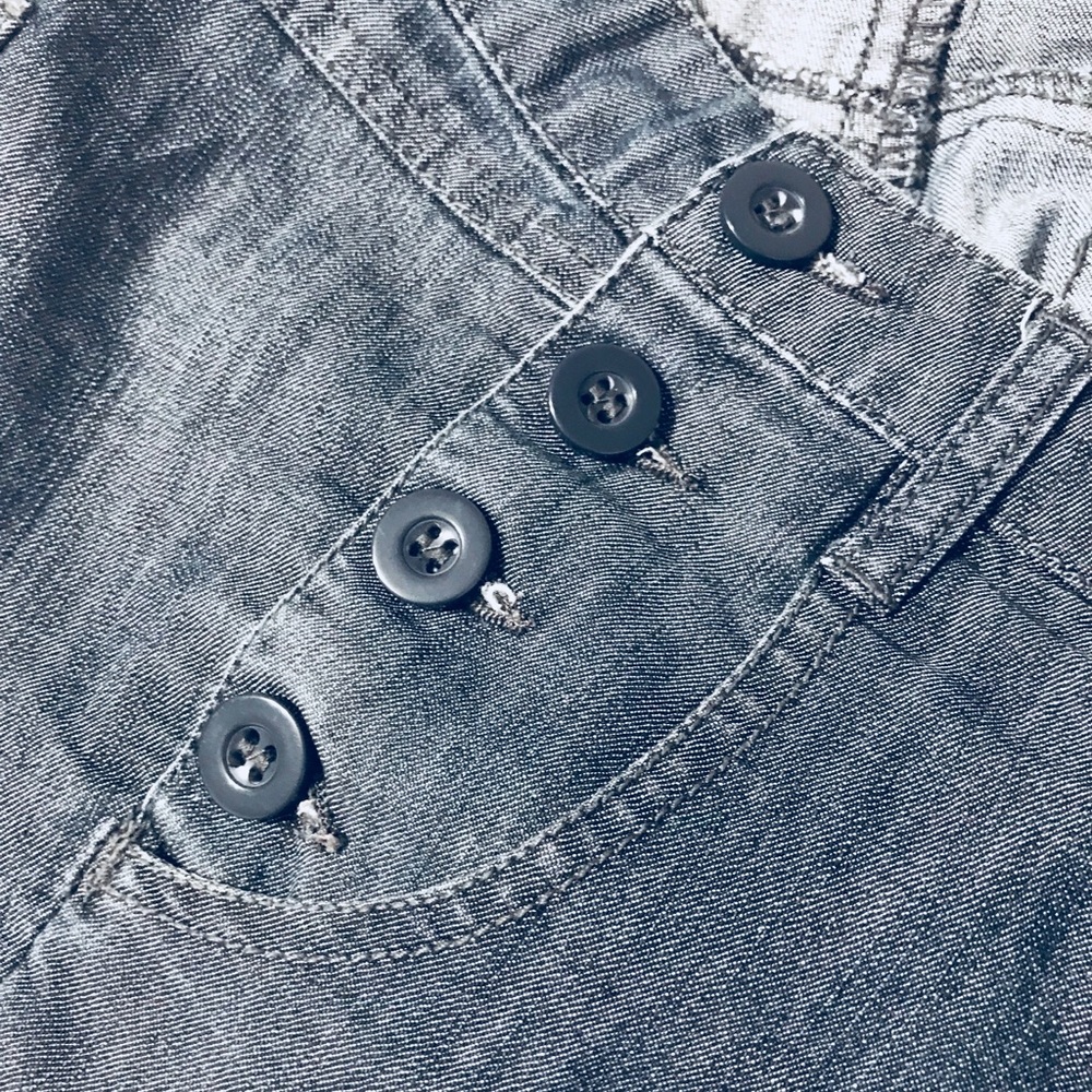 Side Button Dark Blue Denim Shorts